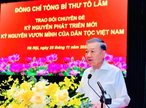 Tổng Bí thư Tô Lâm trao đổi chuyên đề “Kỷ nguyên phát triển mới - Kỷ nguyên vươn mình của dân tộc Việt Nam”